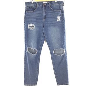 Forever 21 Distressed Cropped Mom Jeans 35x29 EUC